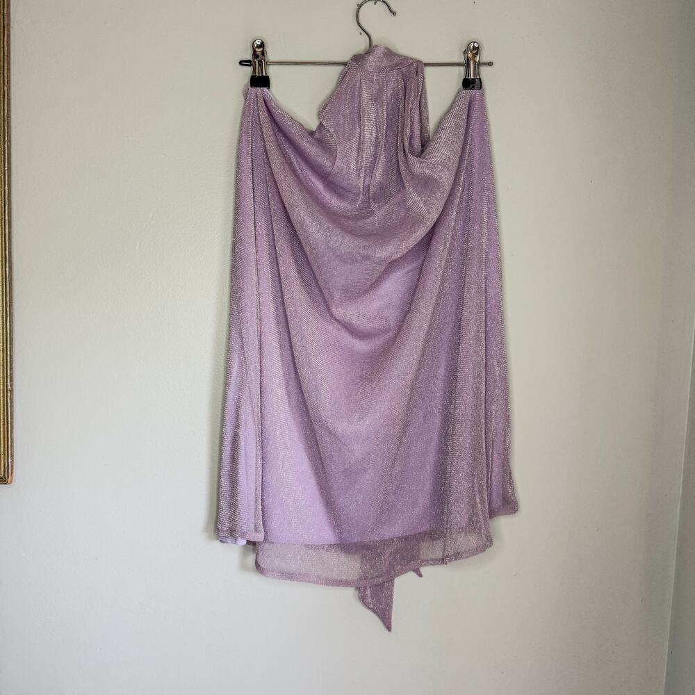 Lucy in the Sky Lilac Metallic Shimmer Hooded Halter Mini Dress Size M
